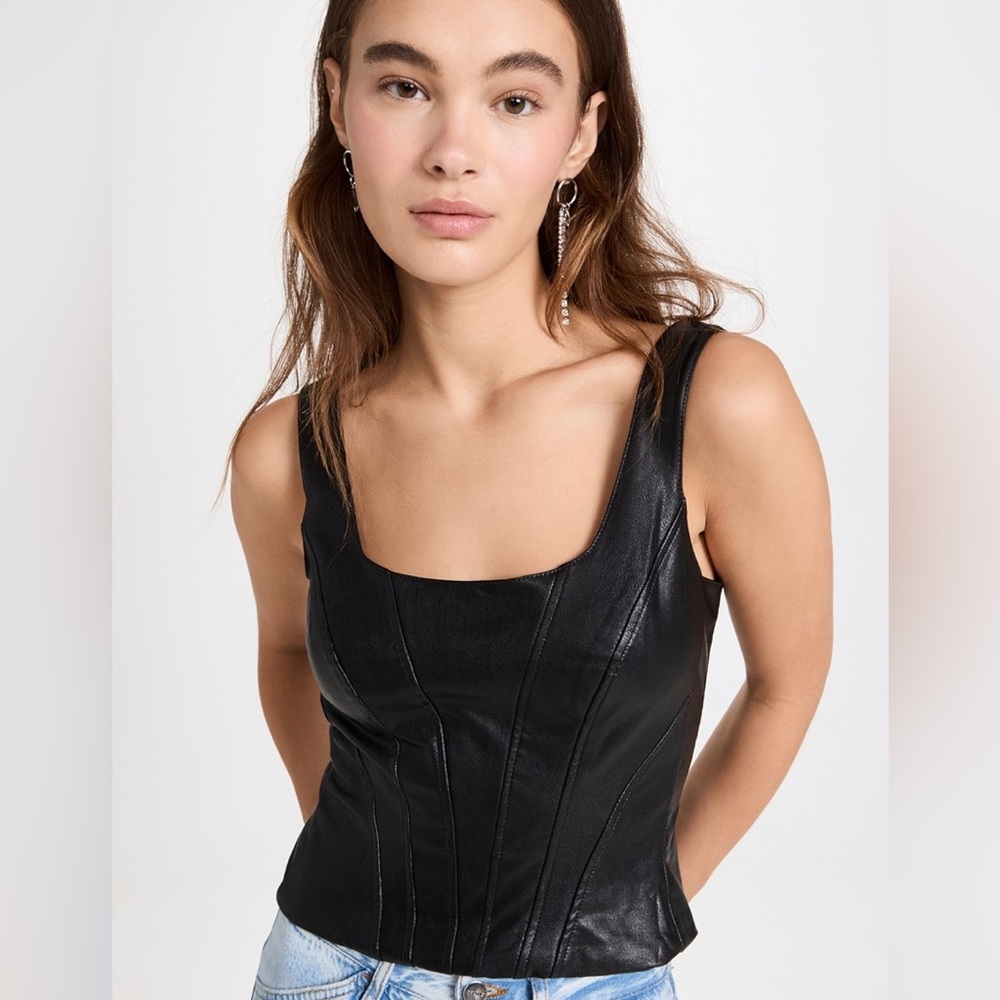 Amanda Uprichard Red Faux Leather Pittito Tank